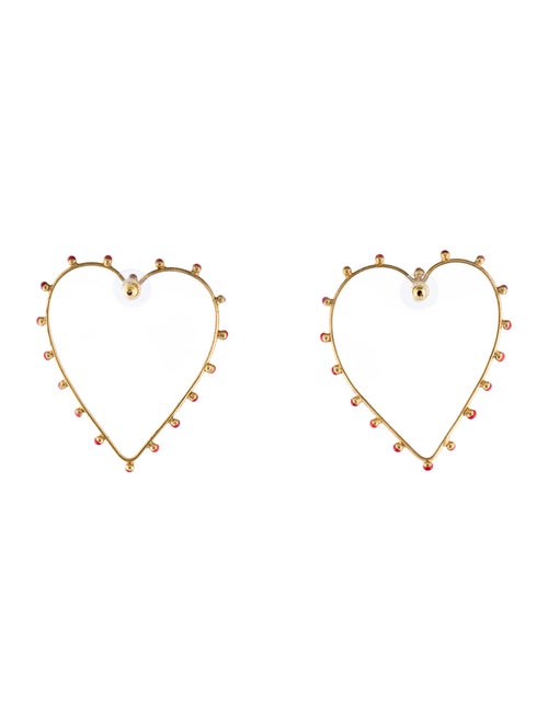 Sylvia Toledano Enamel Dots Heart Hoop Earrings