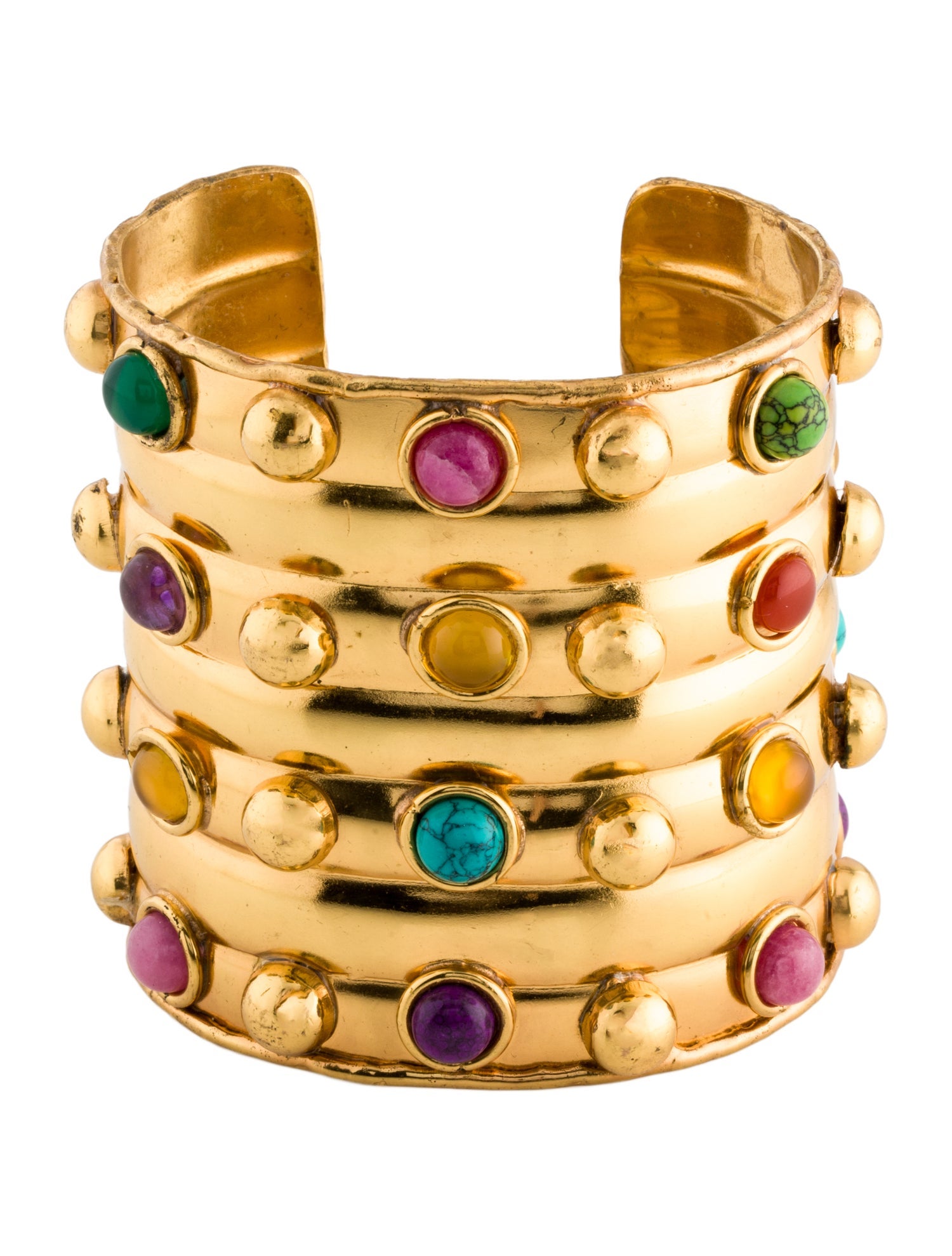 Sylvia Toledano Resin Glass & Stone Cuff Bracelet