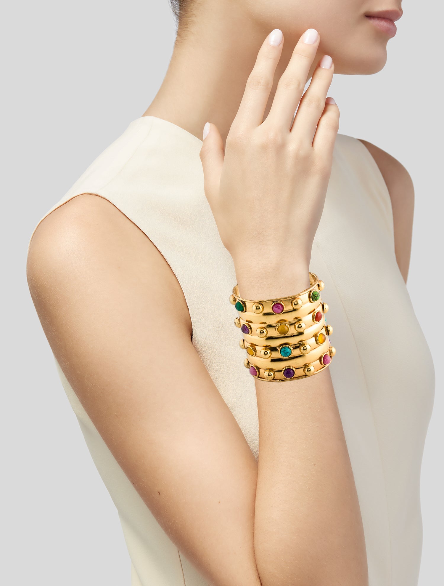 Sylvia Toledano Resin Glass & Stone Cuff Bracelet