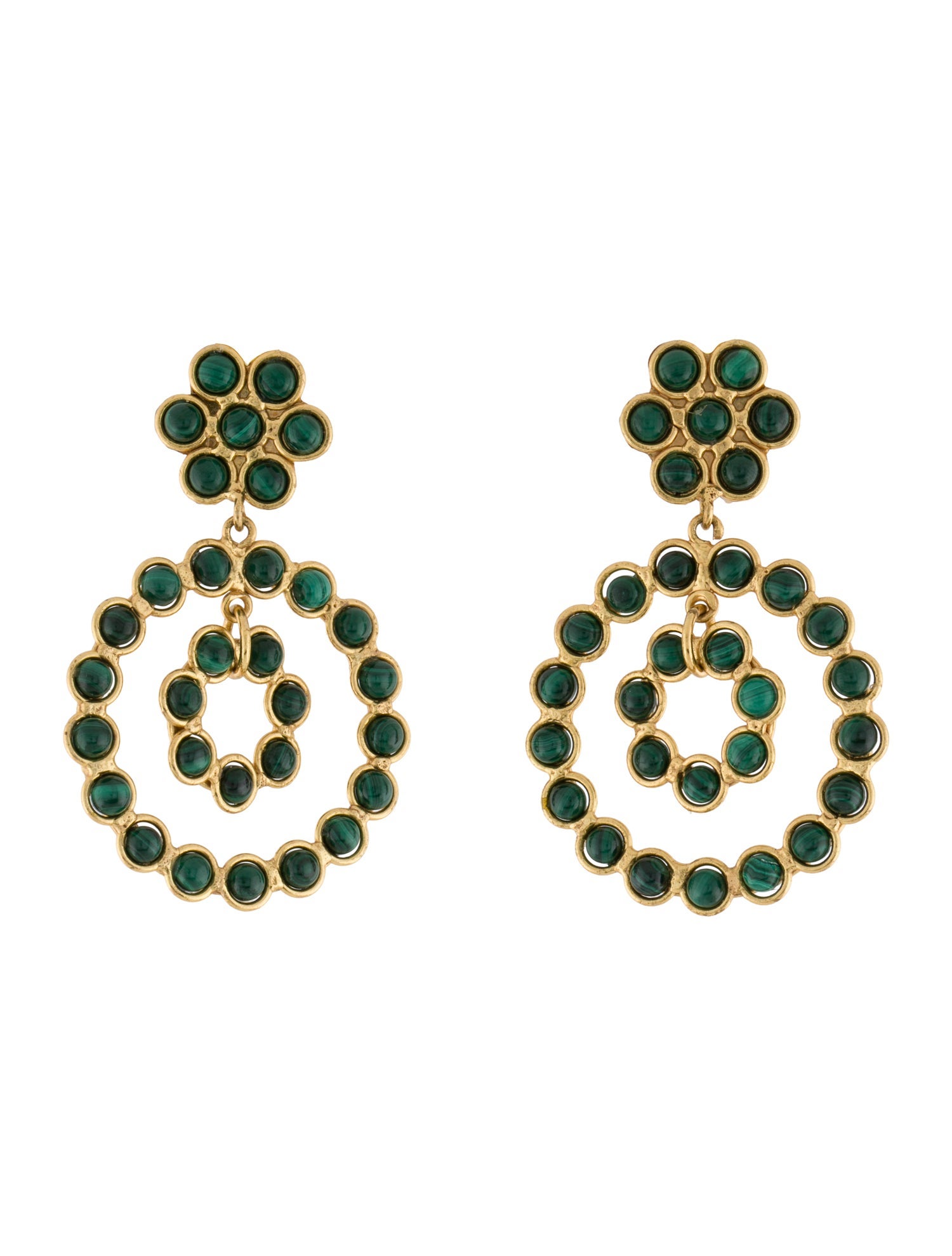 Sylvia Toledano Malachite Candies Clip On Drop Earrings