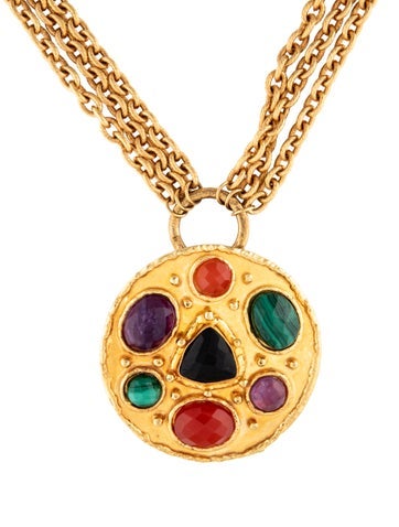 Pre-owned Sylvia Toledano Multi Stone Pendant Necklace, 20.5", 20.5" In Multicolor