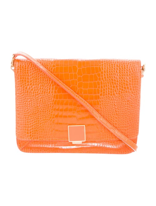 Smythson Embossed Leather Crossbody Bag Orange