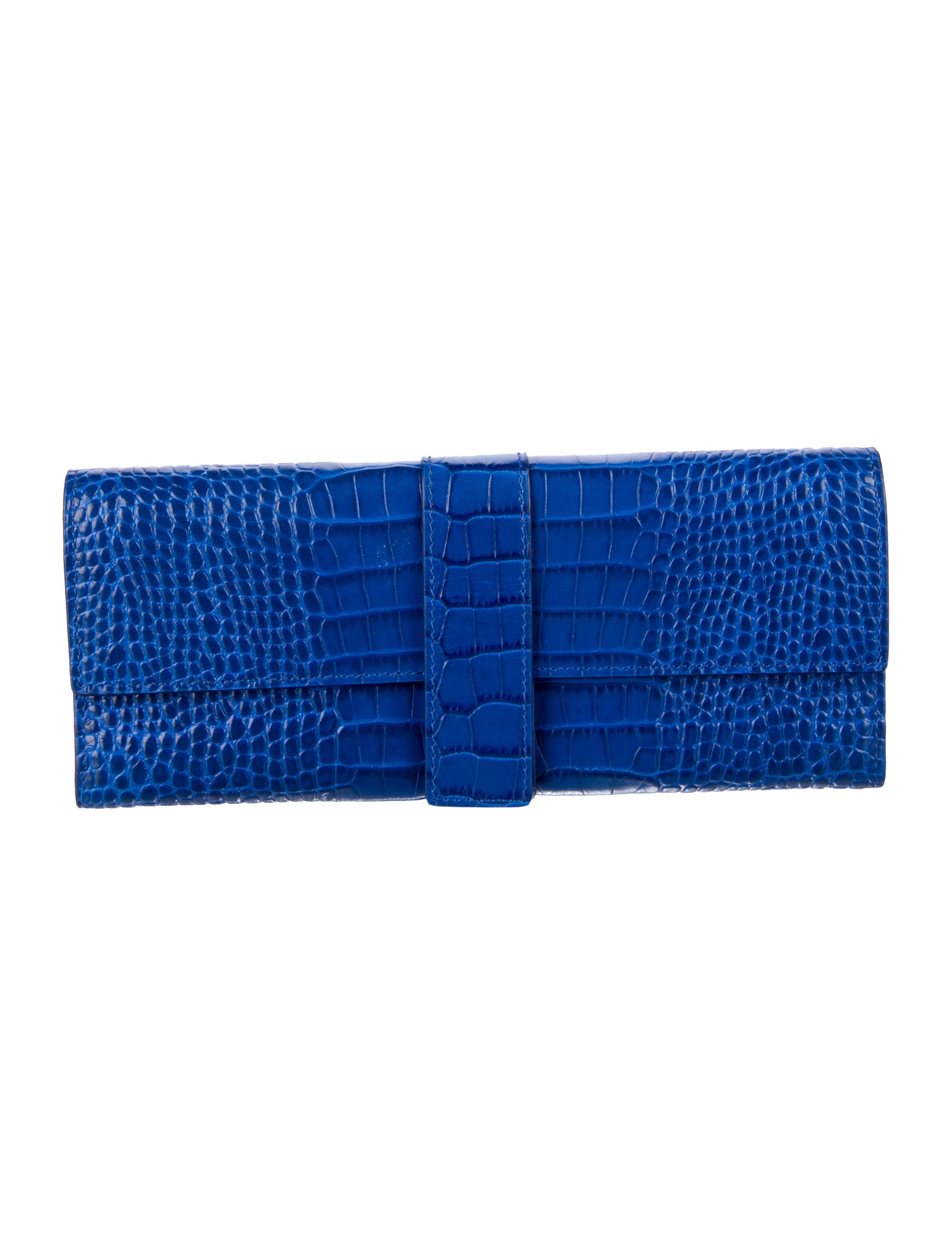 Smythson Embossed Leather Printed Continental Wallet