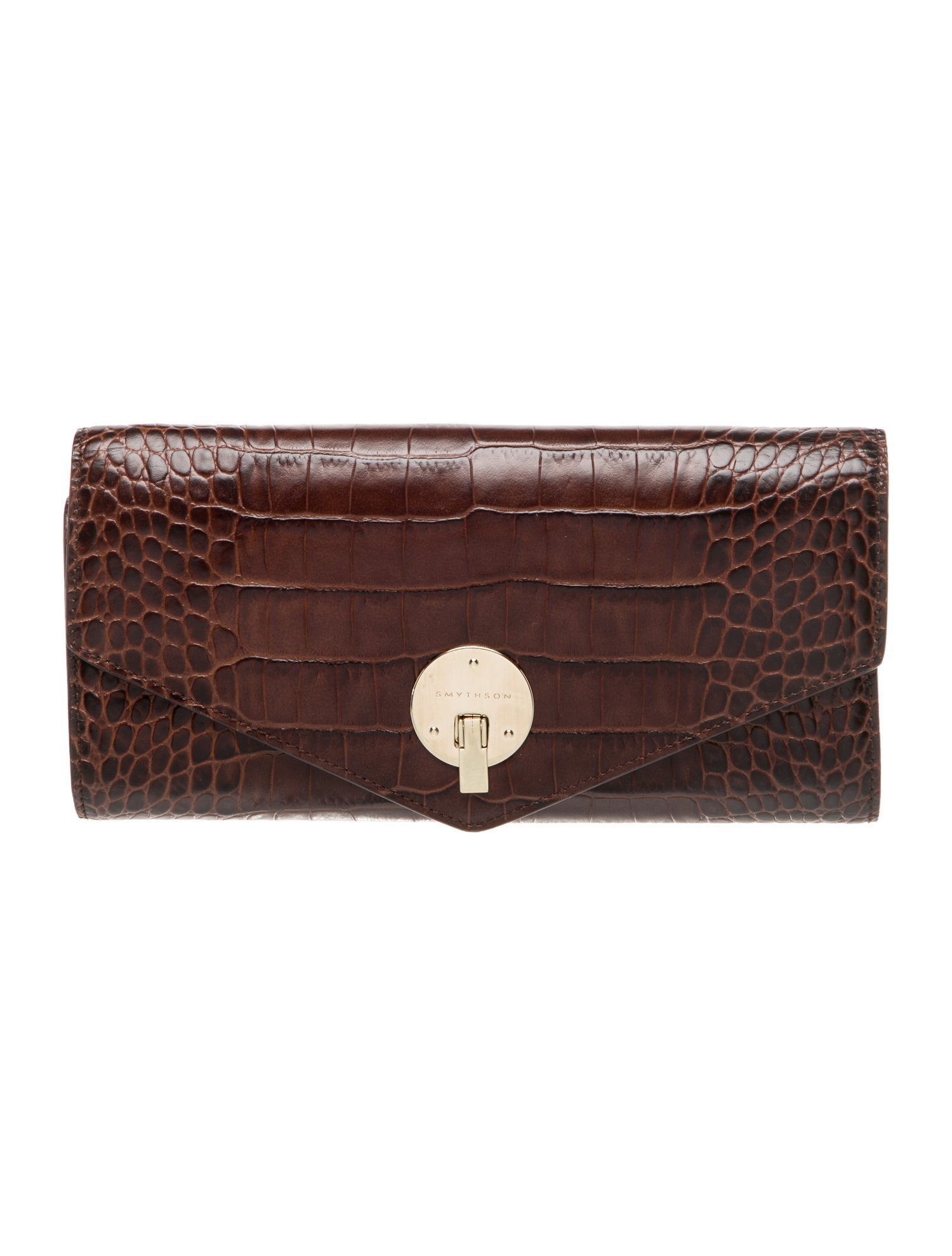 Smythson Embossed Leather Clutch