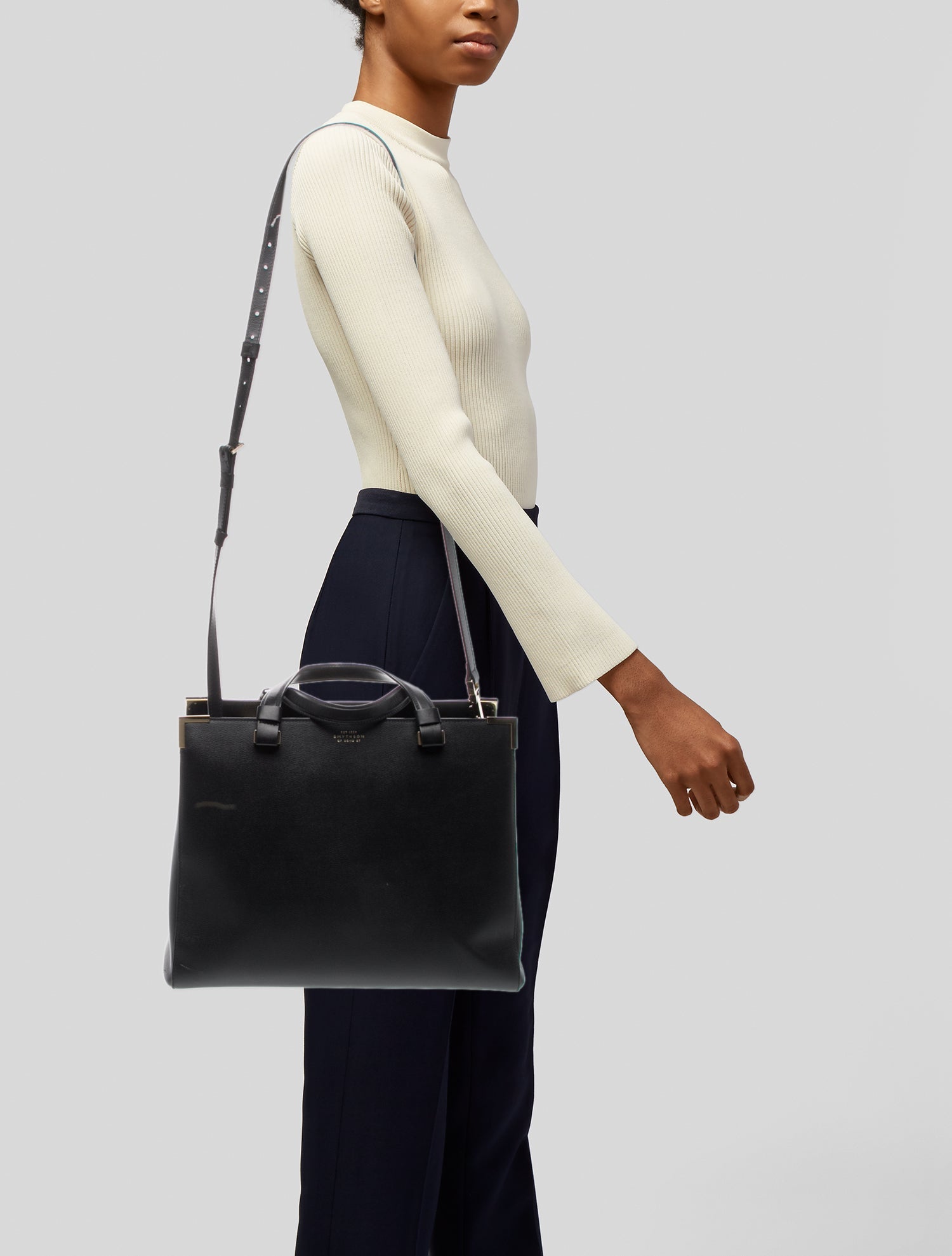 Smythson Leather Top Handle Bag
