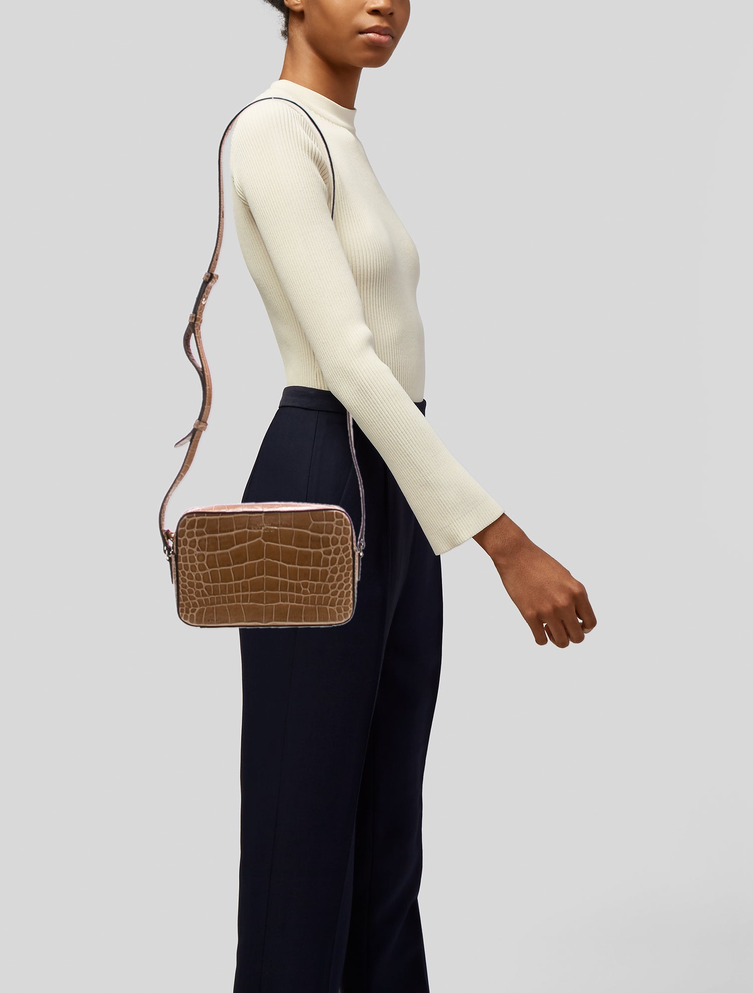 Smythson Embossed Leather Crossbody Bag