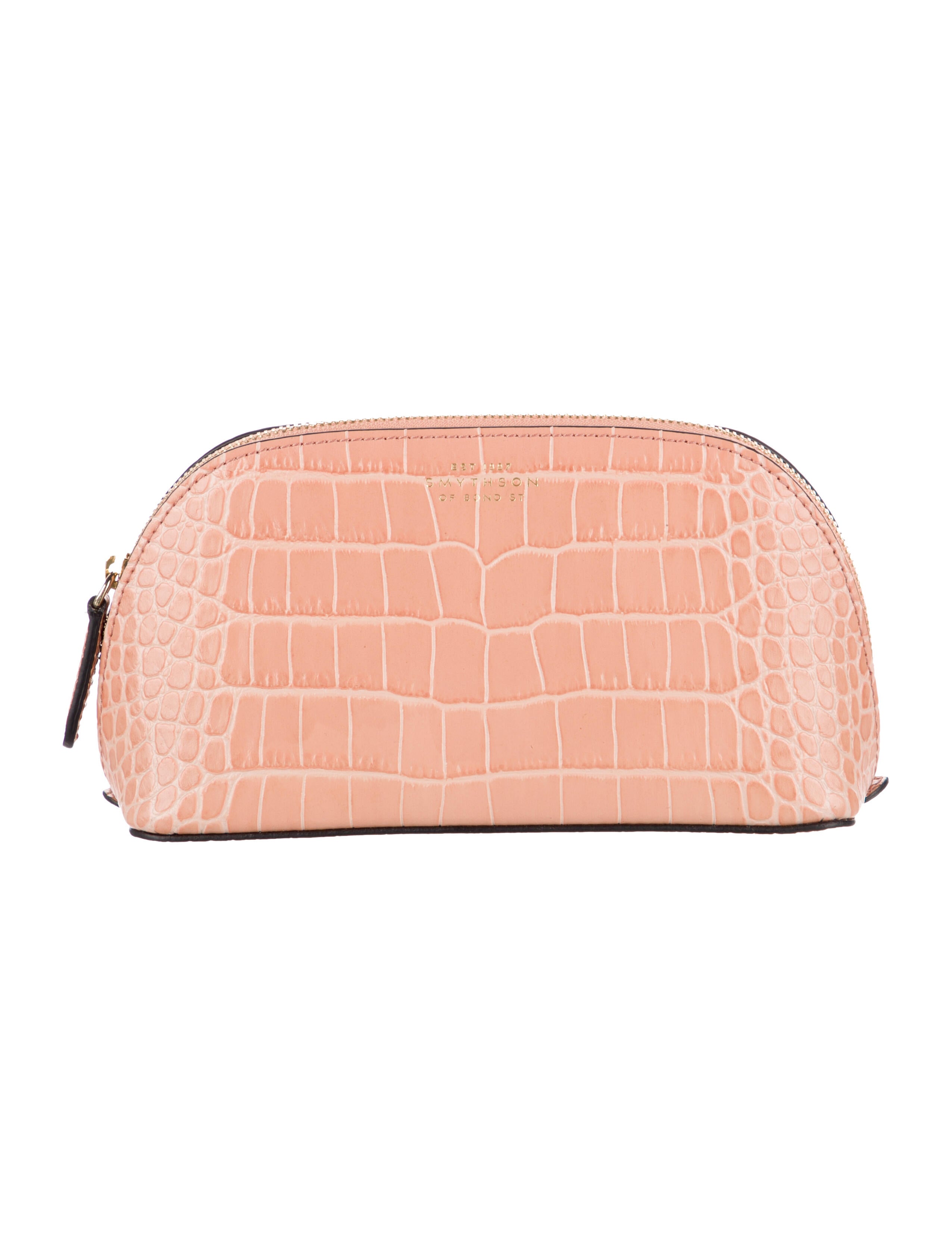 Smythson womens pink snakeskin cosmetic bag