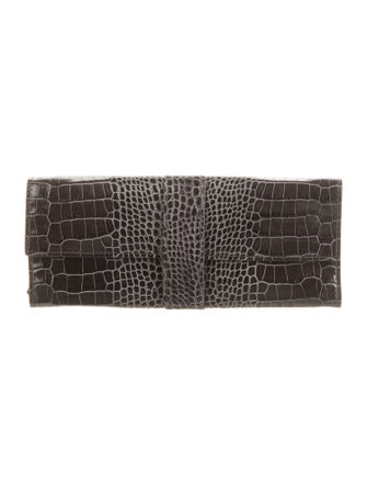 Smythson Embossed Leather Animal Print Wallet