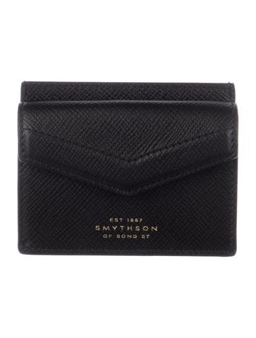 Pre-owned Smythson Leather Printed Card Holder In Black