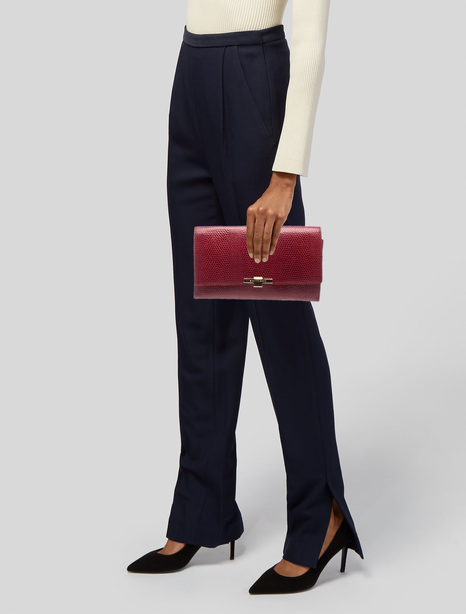 Smythson Embossed Leather Clutch