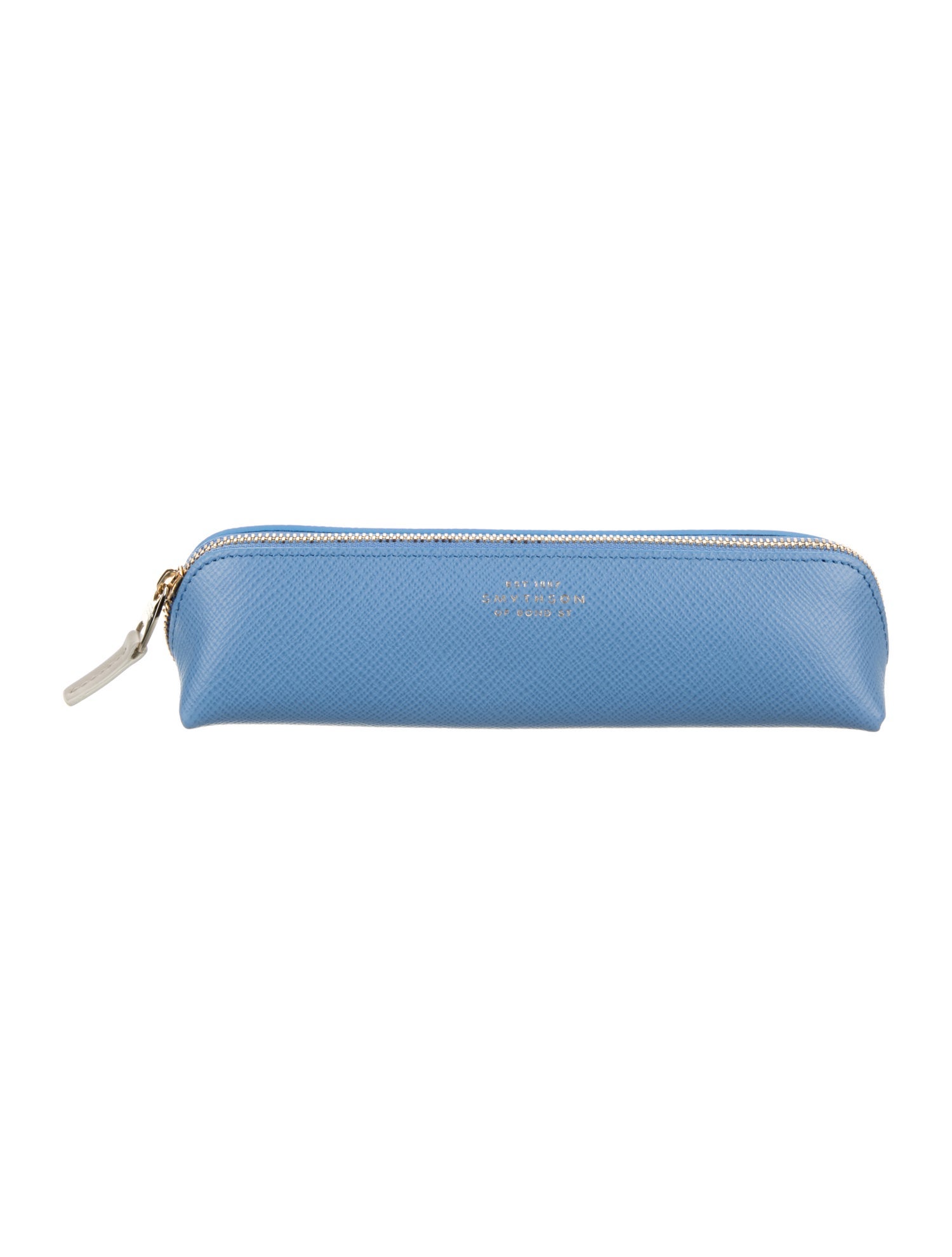 Smythson Womens Blue Leather Cosmetic Bag