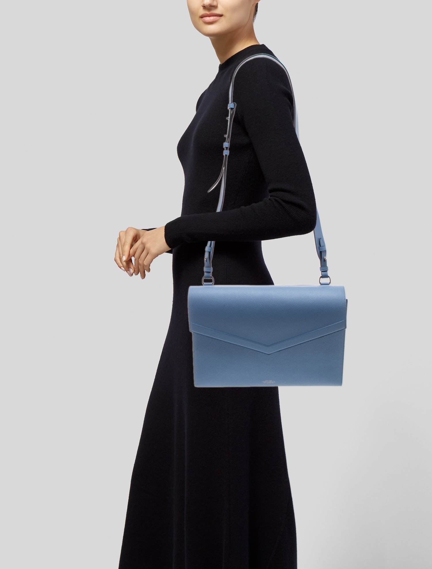 Smythson Saffiano Leather Crossbody Bag