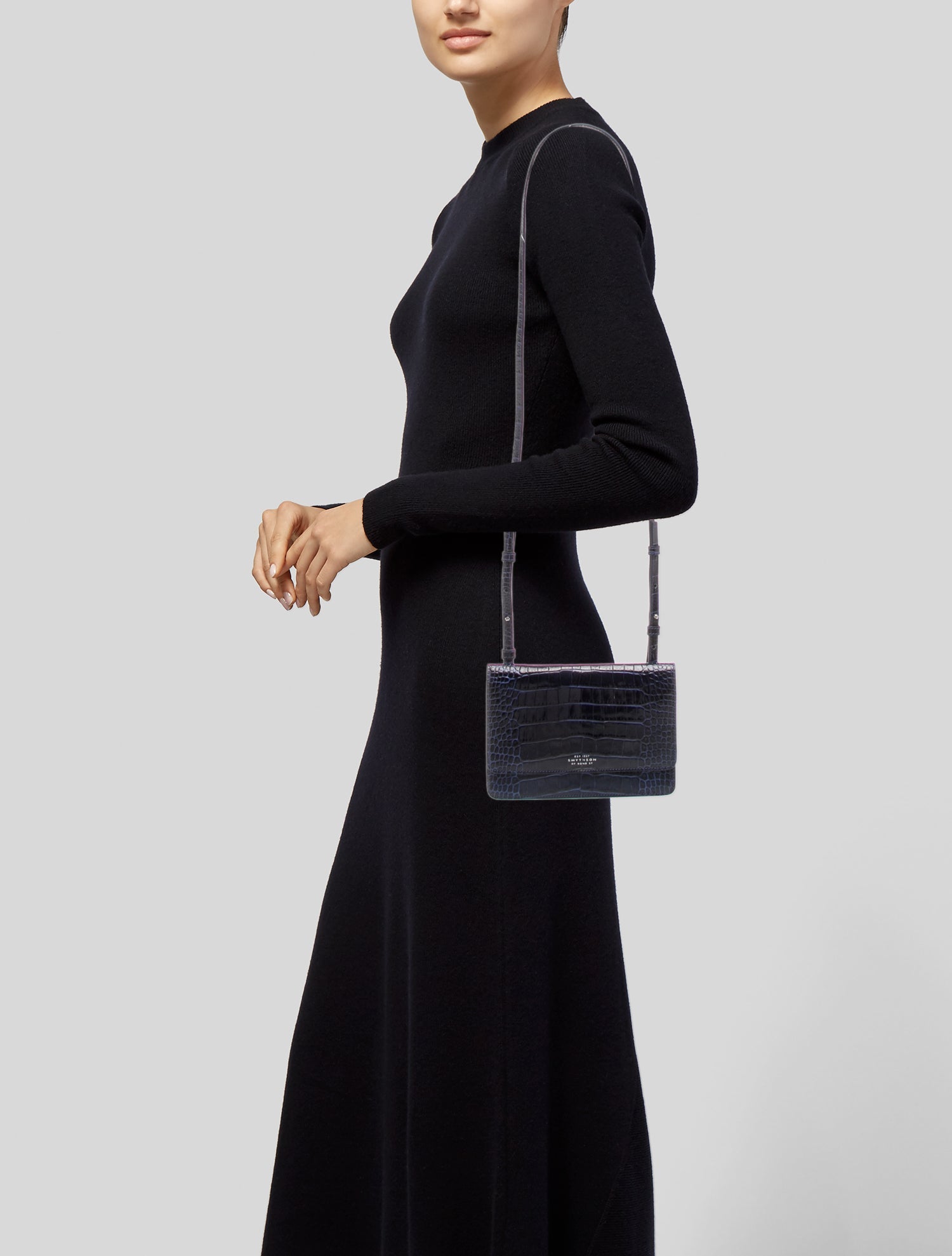 Smythson Embossed Leather Crossbody Bag