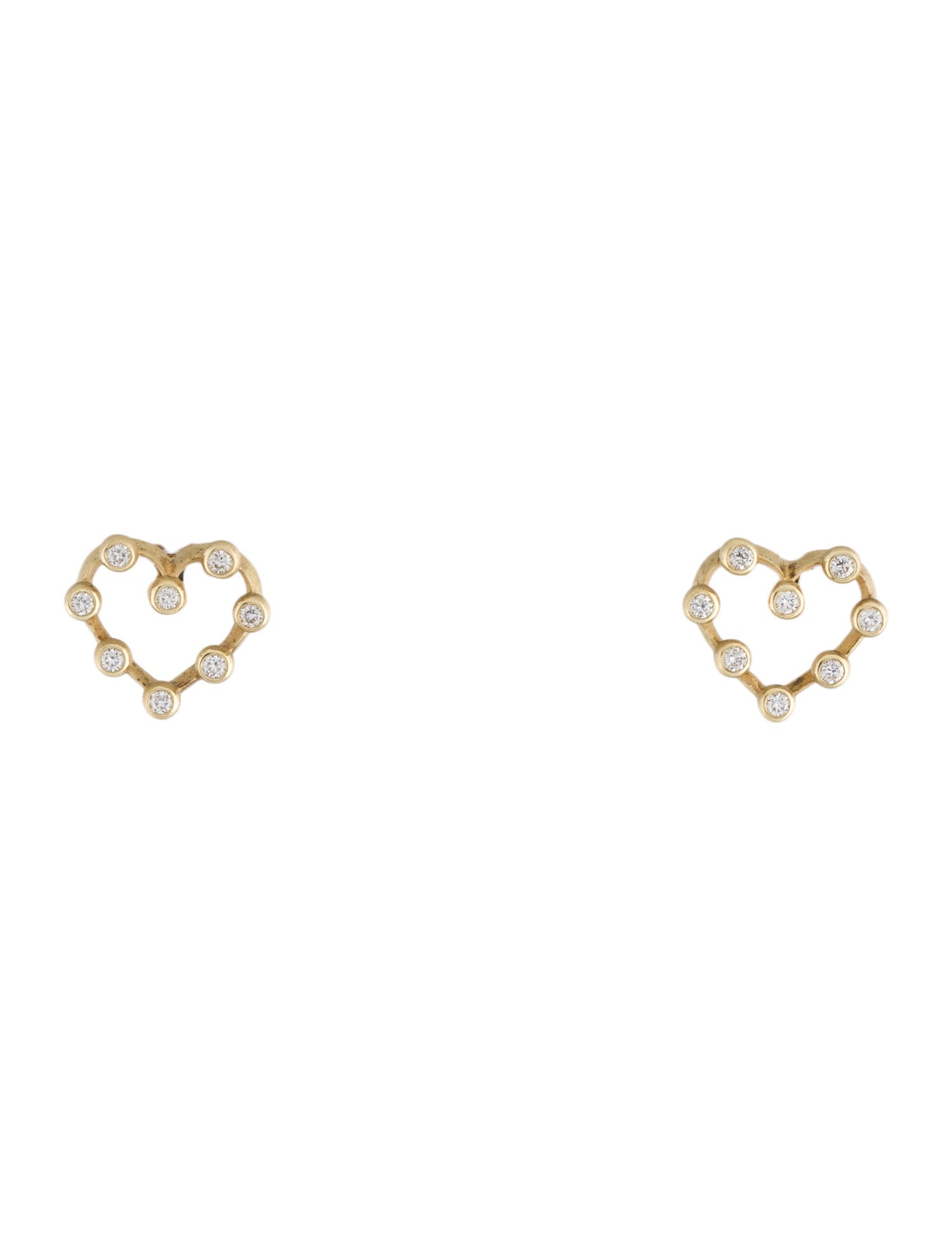 Suzy Landa 18K Diamond Mini Knife Edge Heart Stud Earrings