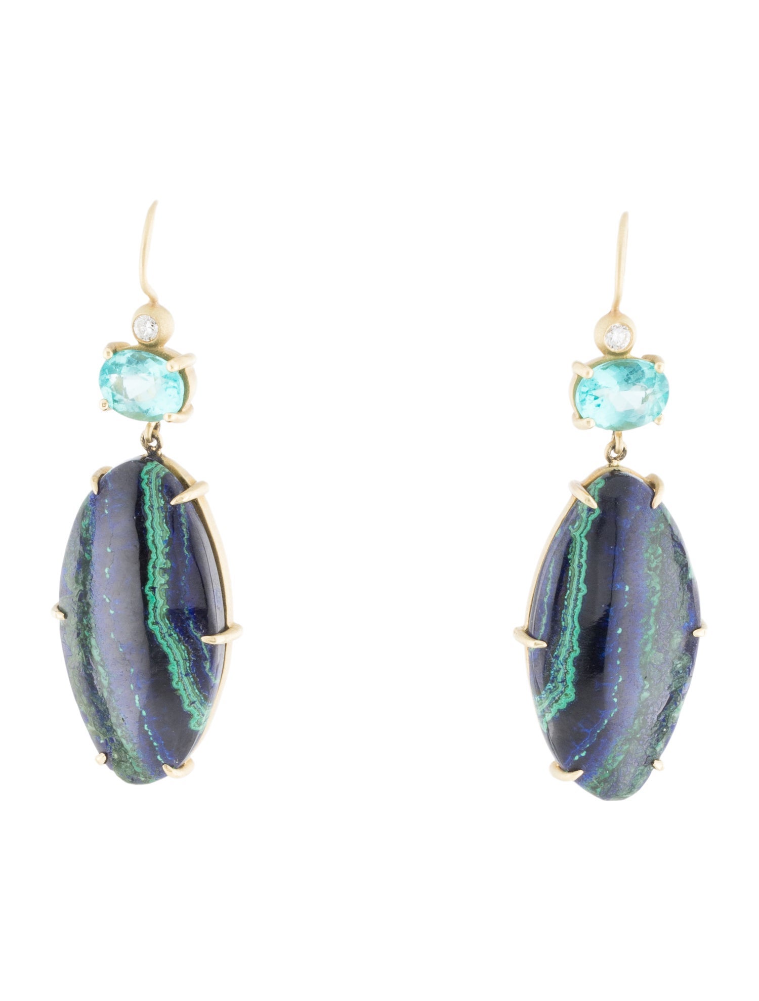 Suzy Landa 18K Azurmalachite, Apatite & Diamond Drop Earrings