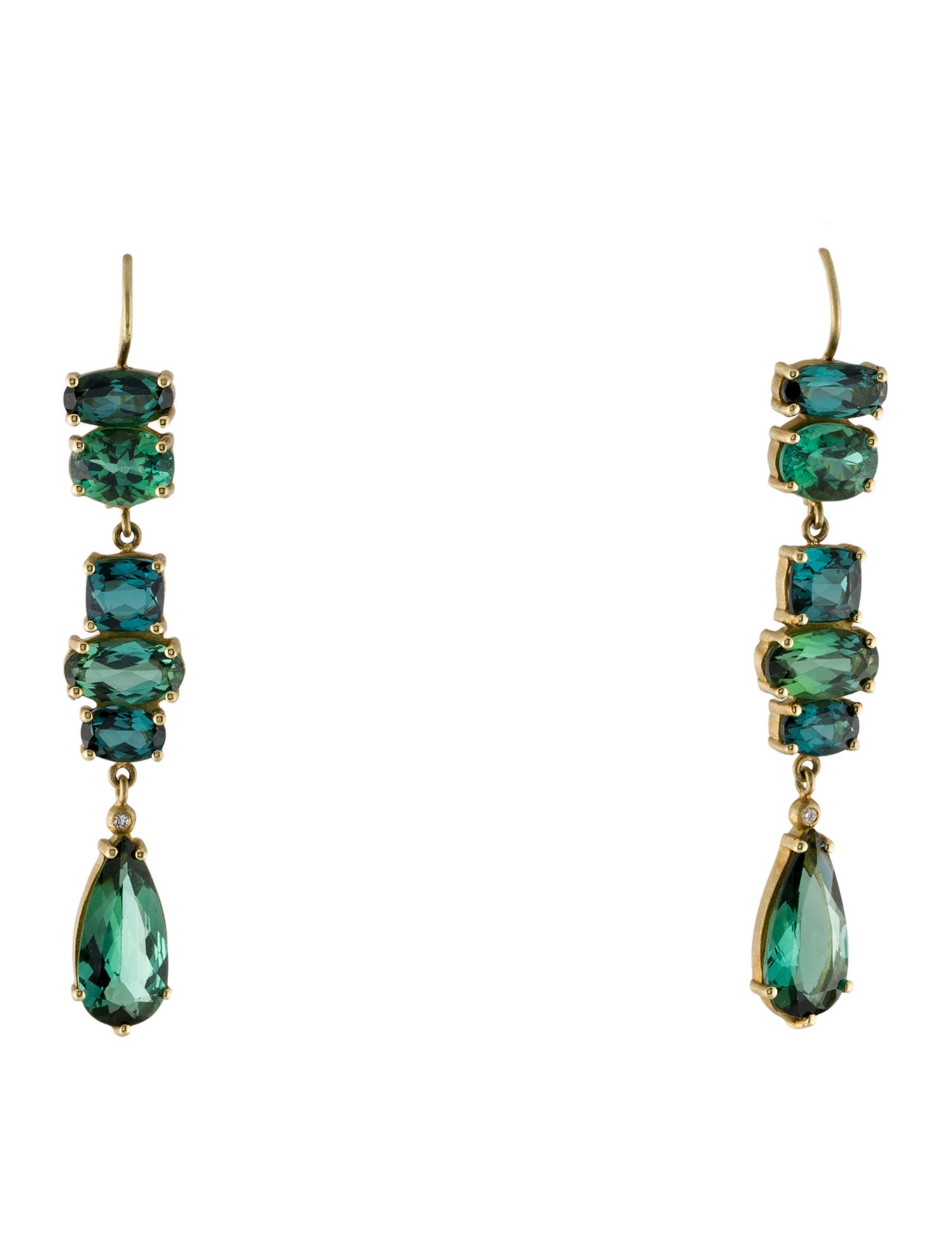 Suzy Landa 18K 11.77ctw Tourmaline & Diamond Drop Earrings