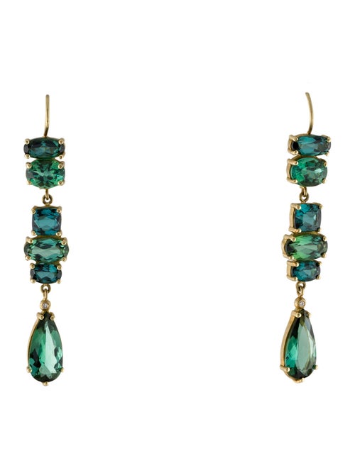 Suzy Landa 18K 11.77ctw Tourmaline & Diamond Drop Earrings