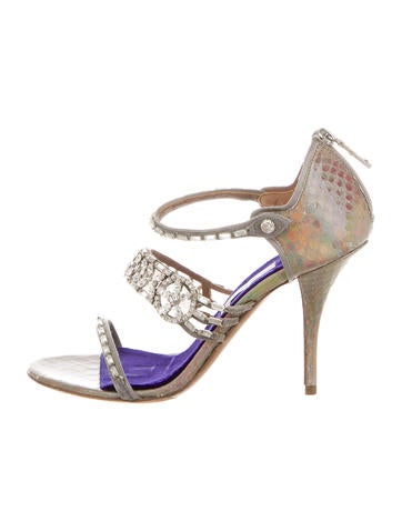 Tabitha Simmons Metallic Snakeskin Sandals