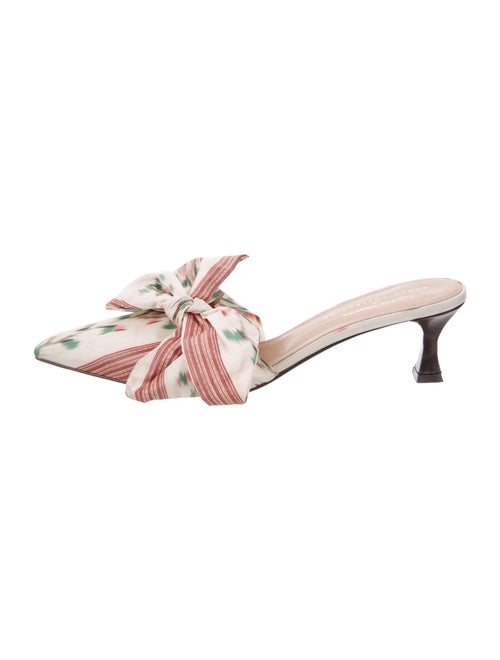 Tabitha Simmons Printed Bow Accents Mules White