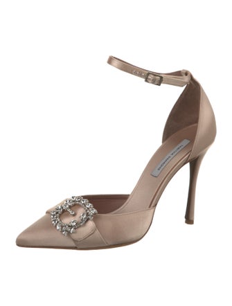 Tabitha Simmons Satin Crystal Embellishments D'Orsay Pumps