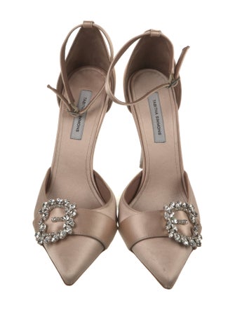 Tabitha Simmons Satin Crystal Embellishments D'Orsay Pumps