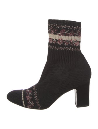 Tabitha Simmons Printed Embroidered Accent Sock Boots