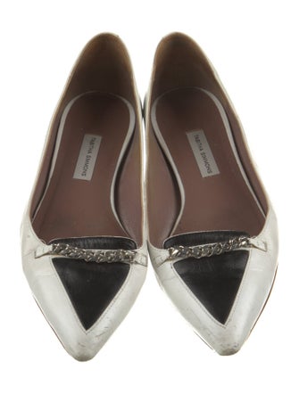 Tabitha Simmons Leather Chain-Link Accents Ballet Flats