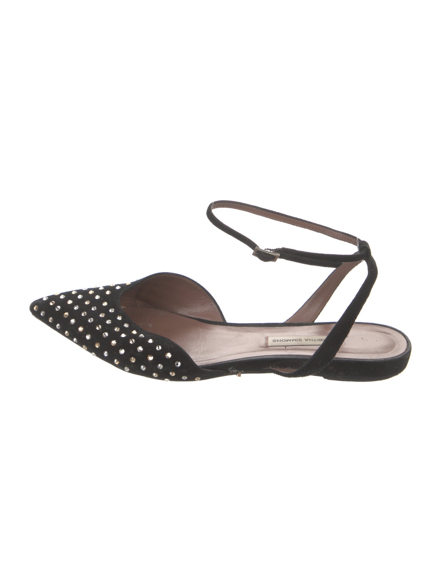 Tabitha Simmons Suede Crystal Embellishments Slingback Flats