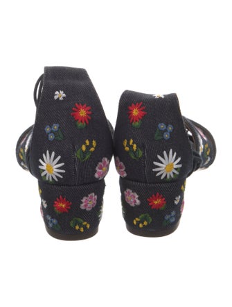 Tabitha Simmons Denim Floral Print Gladiator Sandals