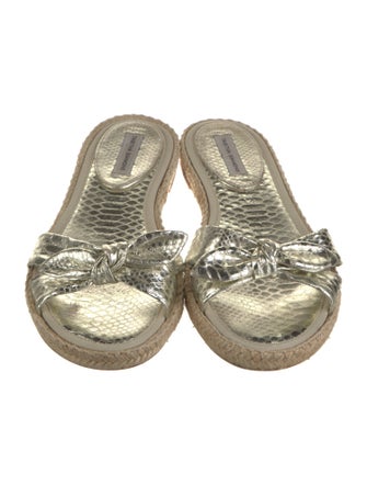 Tabitha Simmons Leather Bow Accents Slides