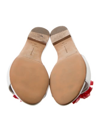 Tabitha Simmons Leather Ruffle Embellishment Slides