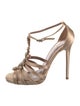 Tabitha Simmons Satin Crystal Embellishments T-Strap Sandals