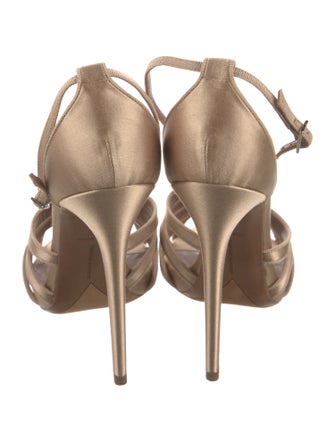 Tabitha Simmons Satin Crystal Embellishments T-Strap Sandals