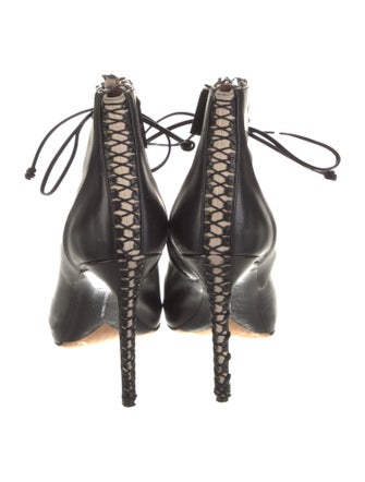 Tabitha Simmons Leather Scalloped Accent Lace-Up Boots