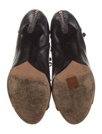 Tabitha Simmons Leather Scalloped Accent Lace-Up Boots