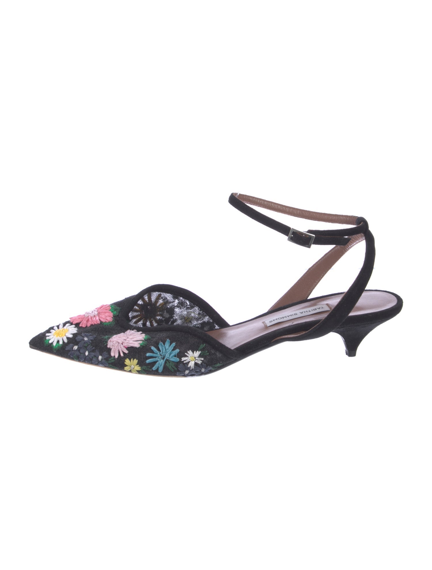 Tabitha Simmons Suede Floral Print Slingback Pumps