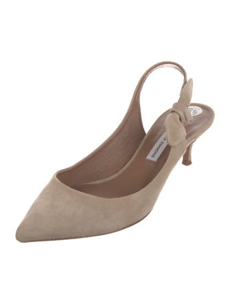 Tabitha Simmons Suede Bow Accents Slingback Pumps