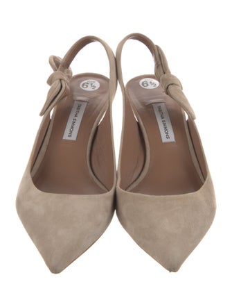 Tabitha Simmons Suede Bow Accents Slingback Pumps