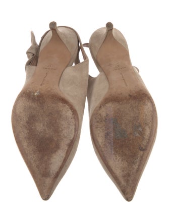 Tabitha Simmons Suede Bow Accents Slingback Pumps