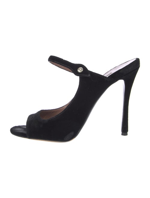 Tabitha Simmons Suede Crystal Embellishments Slides