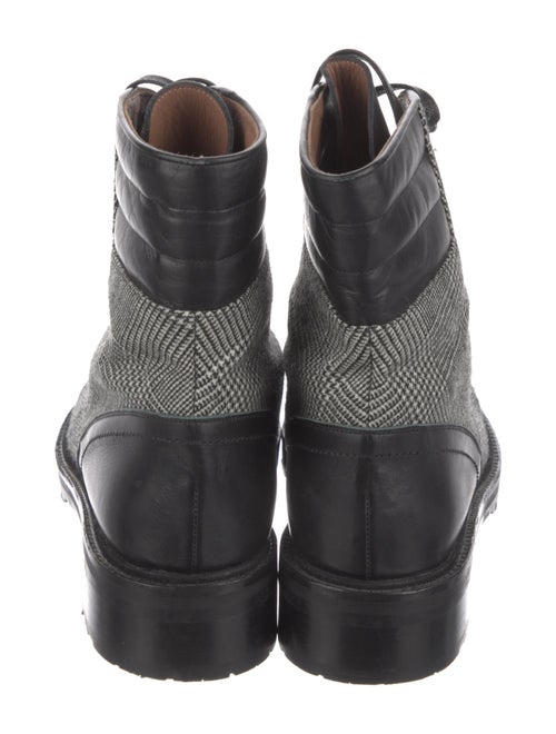 Tabitha Simmons Plaid Print Fringe Trim Accent Combat Boots