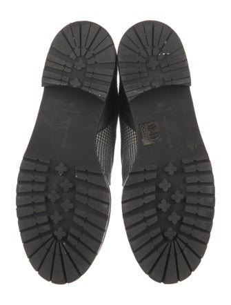 Tabitha Simmons Plaid Print Fringe Trim Accent Combat Boots