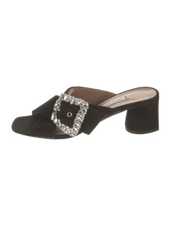 Tabitha Simmons Suede Crystal Embellishments Slides