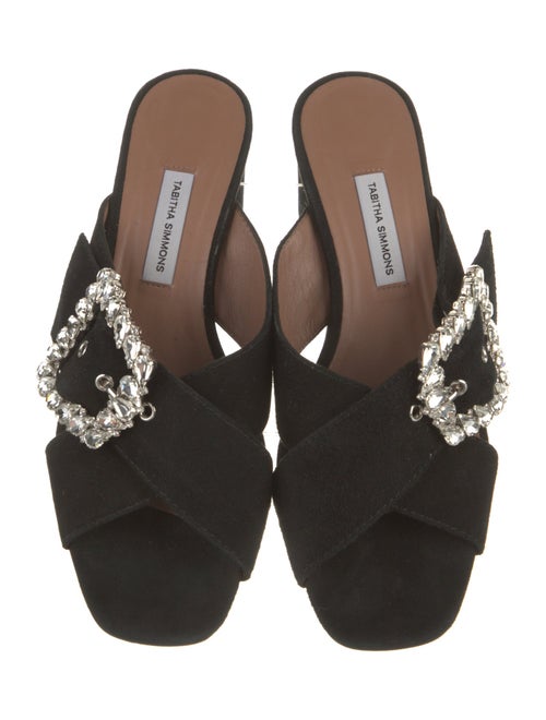 Tabitha Simmons Suede Crystal Embellishments Slides