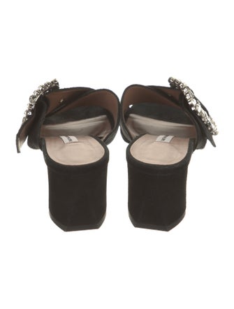 Tabitha Simmons Suede Crystal Embellishments Slides