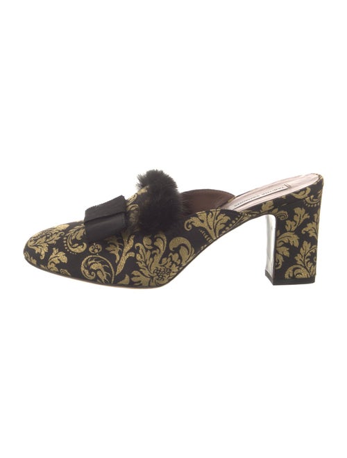 Tabitha Simmons Printed Fur Trim Mules