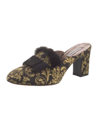Tabitha Simmons Printed Fur Trim Mules
