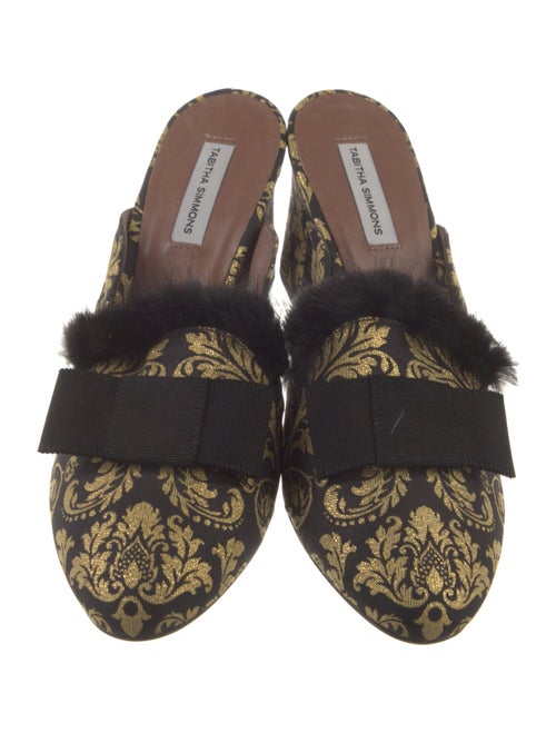 Tabitha Simmons Printed Fur Trim Mules