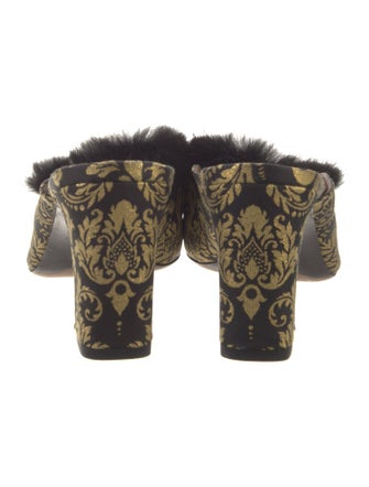 Tabitha Simmons Printed Fur Trim Mules