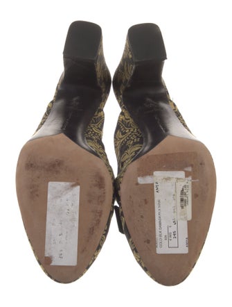 Tabitha Simmons Printed Fur Trim Mules